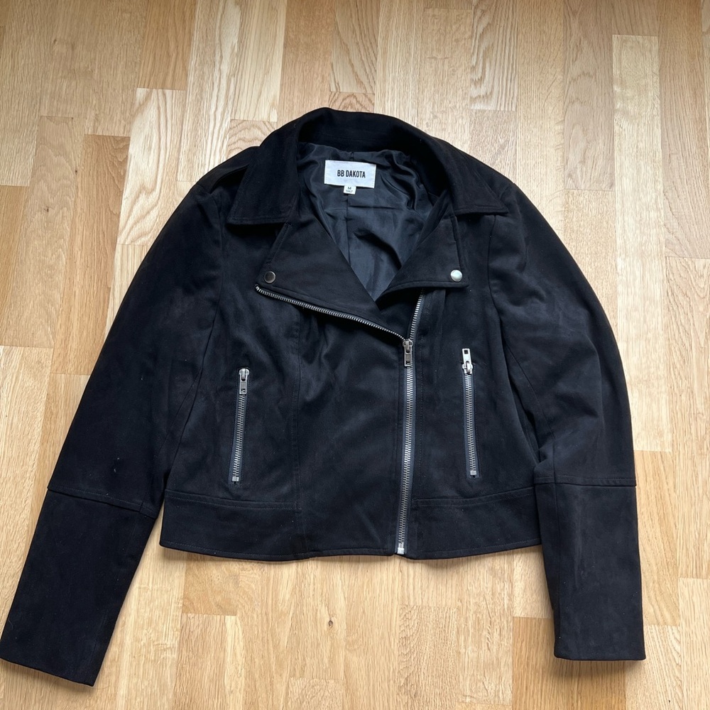 BB Dakota Black Faux Suede Moto Jacket - Size Medium *Great Condition*